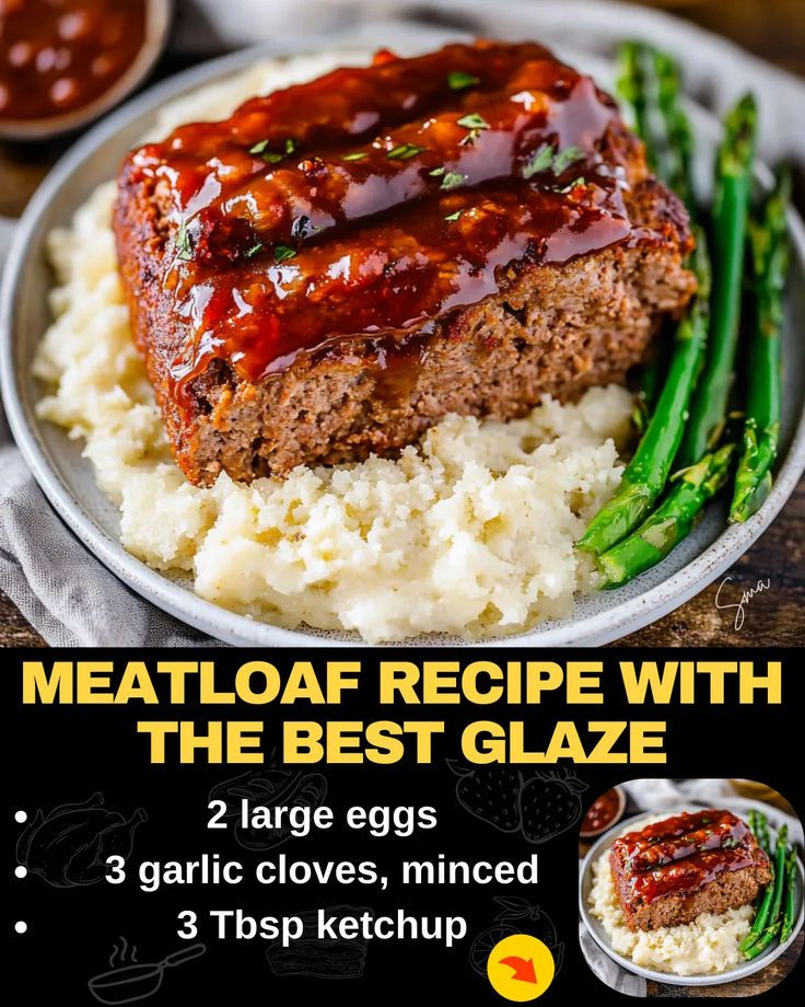 Meatloaf Recipe with the Best Glaze Meatloaf Glaze Recipe, Meatloaf Sauce Recipe, Ground Beef Meatloaf, Bacon Cheeseburger Meatloaf, Beef Tips And Noodles, Meatloaf Topping, Cheeseburger Meatloaf, Baked Meatloaf, Meatloaf Glaze