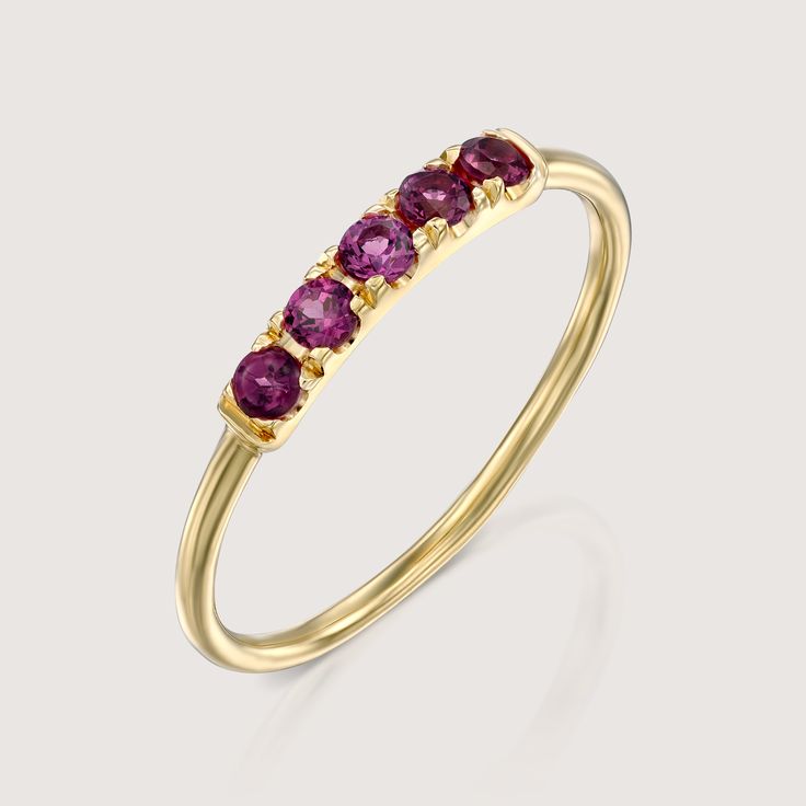 Our popular Candy Ring is gorgeous in a vintage style and set with Amethyst. The ring is 14k gold and has an stunning row of black stones decorated on the top face of the ring. It is delicate and dazzling while showing off some serious sparkle. This ring can be customized with any stones of your liking. Check out our size chart to find the perfect size for you! All features can be customized! Talk to us, we love making custom designs. Our jewelry is carefully handmade in our atelier Our diamonds are conflict free To order by phone click here>> +972(0)722991000 Elegant Multi-stone Amethyst Ring In Yellow Gold, Timeless Purple 14k Gold Rings, Timeless 14k Gold Amethyst Ring For Anniversary, Fine Jewelry Amethyst Ring In Yellow Gold, Amethyst Yellow Gold Rings Fine Jewelry, Yellow Gold Amethyst Round Cut Rings, Yellow Gold Amethyst Birthstone Ring With Prong Setting, Elegant Yellow Gold Multi-stone Crystal Ring, Timeless Yellow Gold Amethyst Ring For Anniversary