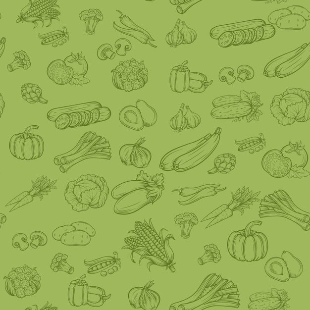 a bunch of vegetables that are drawn in pencil on a green background stock photo - 1307892