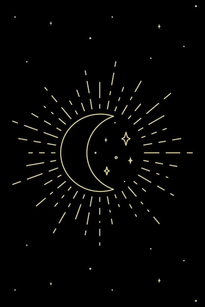 Sun and moon astronomical icon. Alchemy sign. Black and gold lines art isolated. Tattoo design. Vector illustration Lines Art, Gold Line, Moon Design, Sun And Moon, Design Ad, Illustration Vector, Design Vector, Alchemy, Tattoo Design