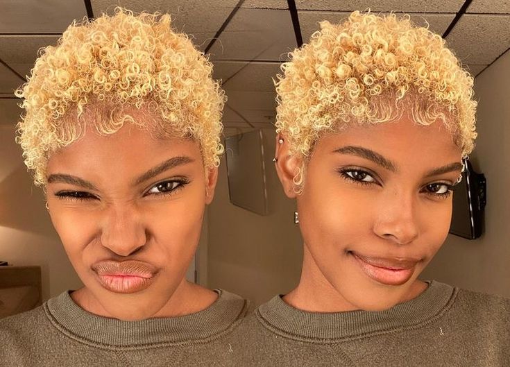 Blonde Natural Short Hair, Blonde Short Hair Black Women, Low Cut Hairstyles, Tapered Natural Hair Cut, Big Chop Natural Hair, Hair Website, Short Dyed Hair, Short Natural Curly Hair, Short Shaved Hairstyles