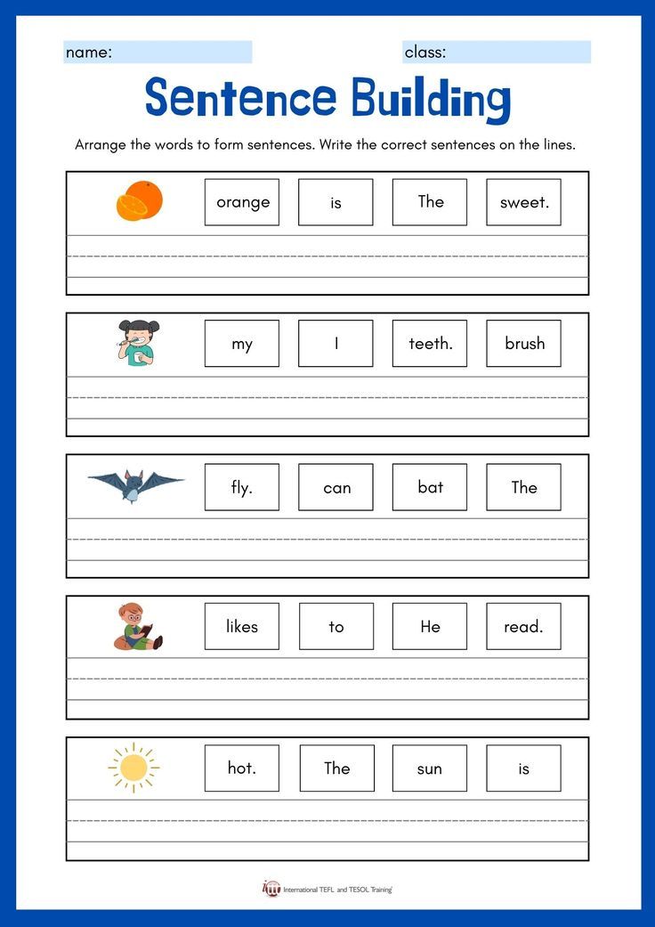 the sentence building worksheet for kids to practice spelling and writing with their own words