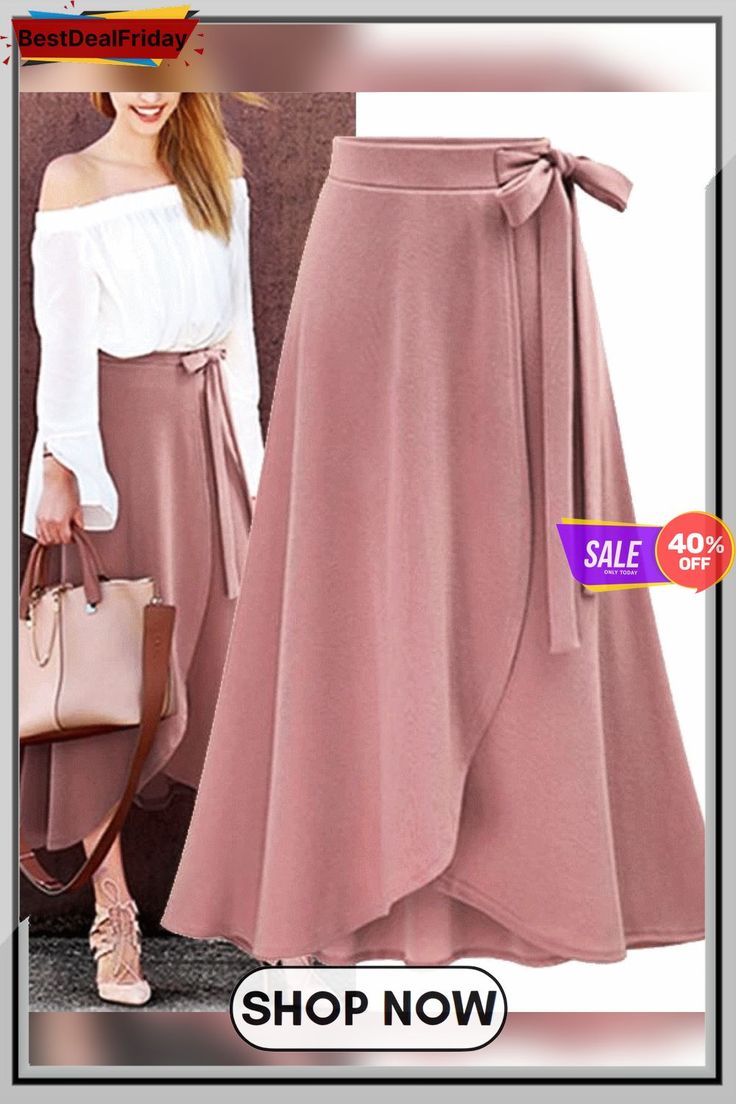 Women Solid Bow Tie Belt Split Skirts P102019 Cheap Skirts, Women Skirt, Skirt And Top, Split Skirt, Skirts For Women, Modest Fashion Outfits, Looks Chic, Loungewear Set, Casual Lace