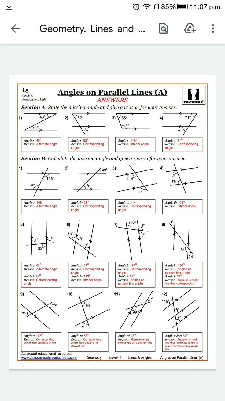 the angles on parallel lines worksheet