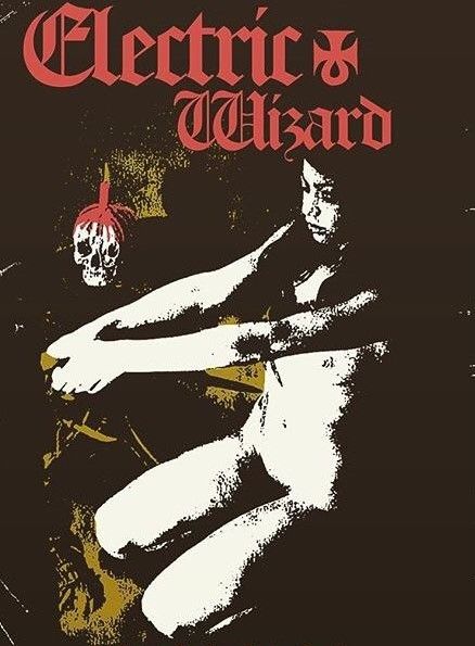 an advertisement for electric wizard with a naked woman