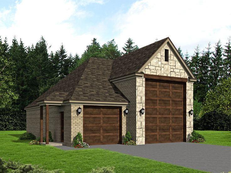 a two car garage is shown in this rendering