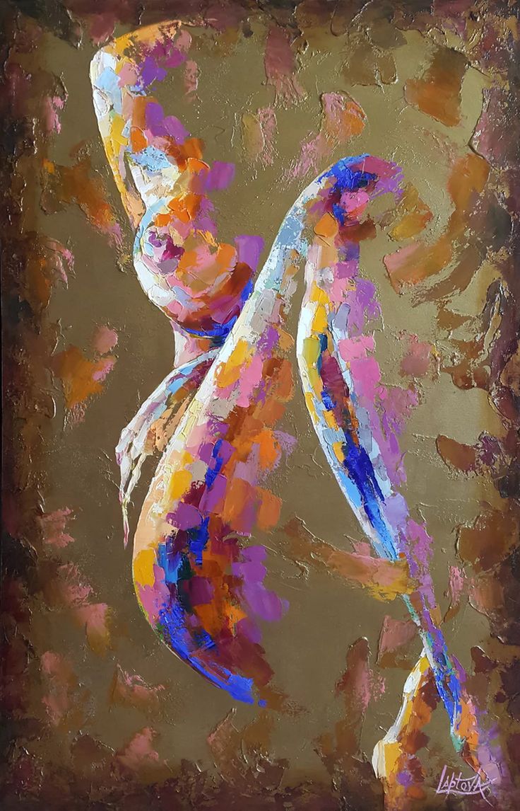 an abstract painting of a woman's torso