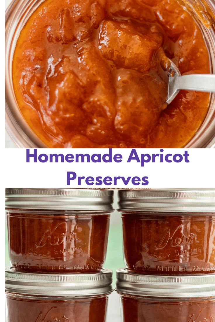 homemade apricot preserves recipe in mason jars