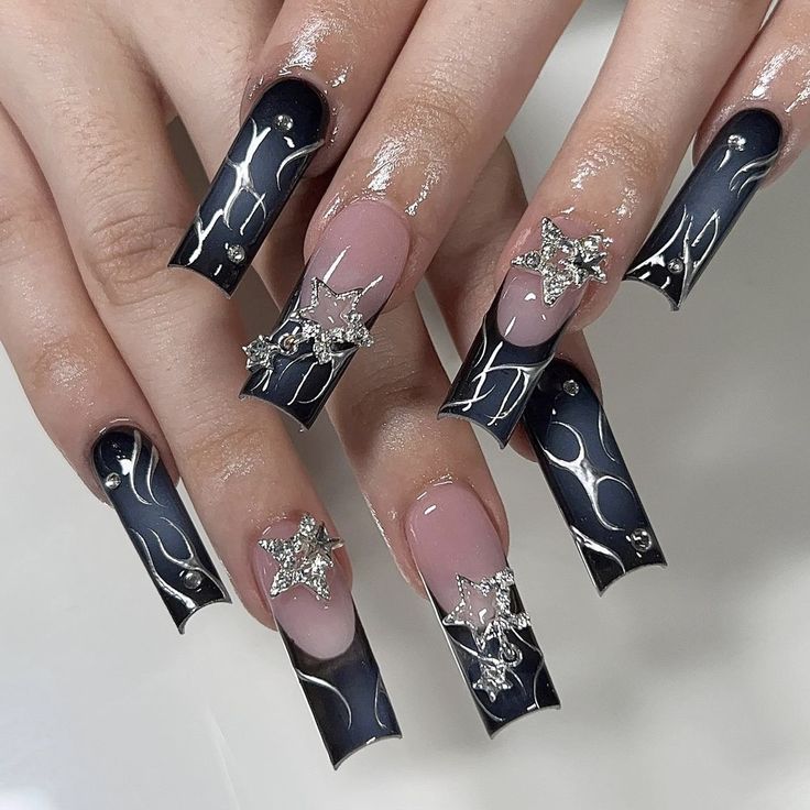 ig: nailsxomari Y2k Nails, Chrome Nails, Nails, Pins