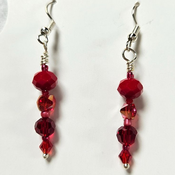 J16 Handmade Red Dangle Earrings Brand New Design! This Is A Listing For A Live Show. Please Watch The Live Show For More Information. Handmade Red Crystal Drop Earrings, Nickel-free Red Crystal Earrings, Red Nickel-free Crystal Earrings, Red Sterling Silver Drop Crystal Earrings, Red Sterling Silver Crystal Drop Earrings, Nickel Free Red Crystal Earrings For Parties, Red Handmade Dangle Crystal Earrings, Red Crystal Drop Earrings For Gifts, Red Handmade Crystal Dangle Earrings