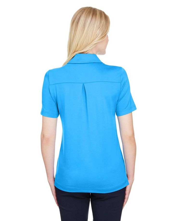 CrownLux Performance™ Ladies' Range Flex Polo - OCEAN BLUE - XS | Devon & Jones Women's CrownLux Performance Range Flex Polo Shirt in Ocean Blue Size XS | Polyester Blend Blue Fitted Top With Collared Neckline, Blue Fitted Blouse With Collared Neckline, Fitted Blue Blouse With Collared Neckline, Casual Blue Top With Collared Neckline, Casual Blue Tops With Collared Neckline, Blue Short Sleeve Polo Shirt For Work, Blue Short Sleeve Polo Shirt For Workwear, Blue Relaxed Fit Polo Shirt For Work, Light Blue Short Sleeve Tops For Work