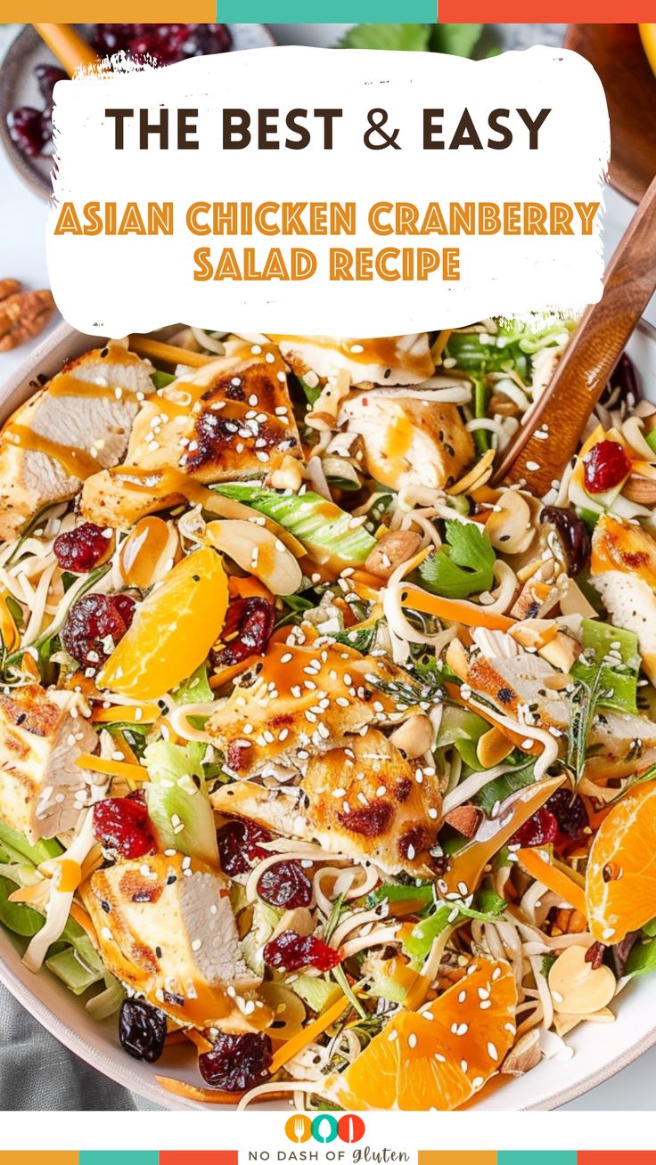 Asian Chicken Cranberry Salad Recipe, Asian Chicken Cranberry Salad, Recipe With Coleslaw, Chicken Cranberry Salad, Chinese Salads, Best Spaghetti Recipe, Crunchy Coleslaw, Chicken Cranberry, Cranberry Salad Recipes