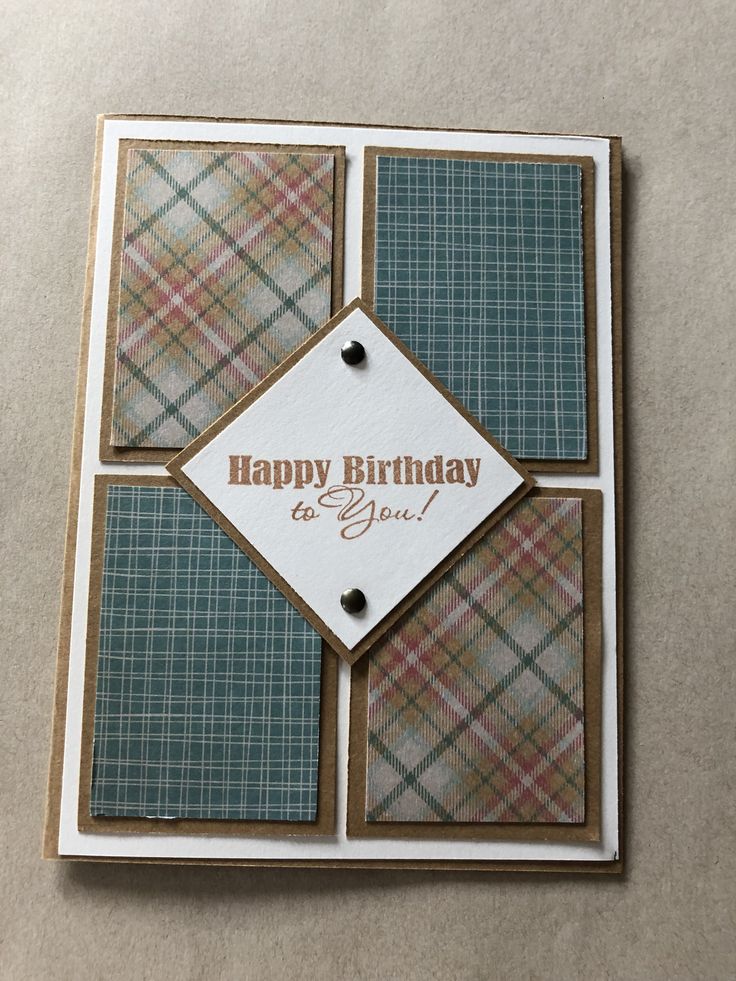 a happy birthday card made with plaid paper