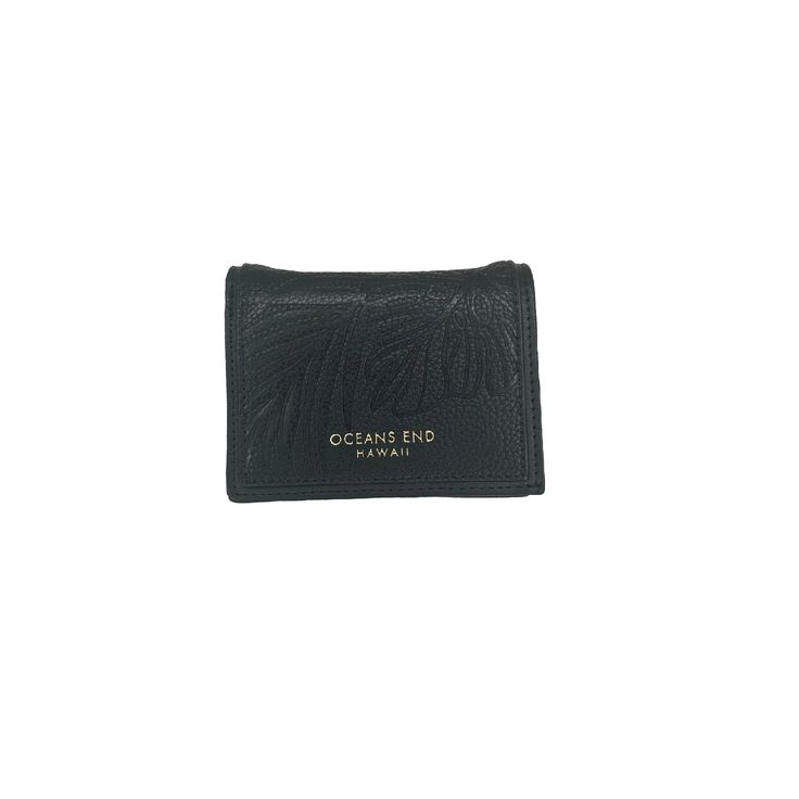 A vegan mini wallet in black vegan leather - Oceans End Versatile Rectangular Wallet With Coin Pocket, Trendy Bifold Travel Card Holder, Versatile Bifold Card Holder With Coin Pocket, Chic Bifold Business Wallet, Trendy Bifold Card Holder With Rfid Blocking, Chic Wallets With Card Slots, Trendy Rfid Blocking Bifold Card Holder, Elegant Trifold Coin Purse With Card Slots, Trendy Rfid-blocking Bifold Card Holder