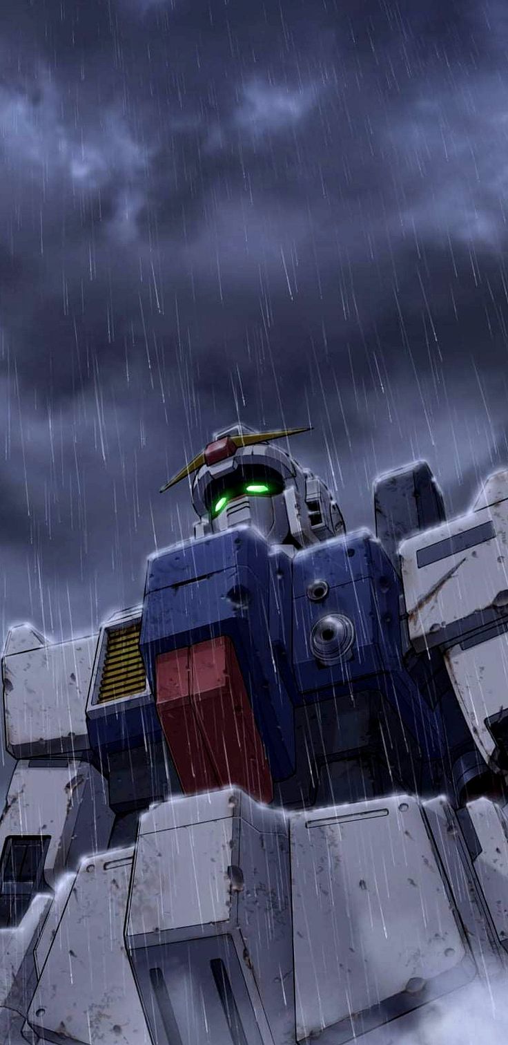 an animated robot is standing in the rain