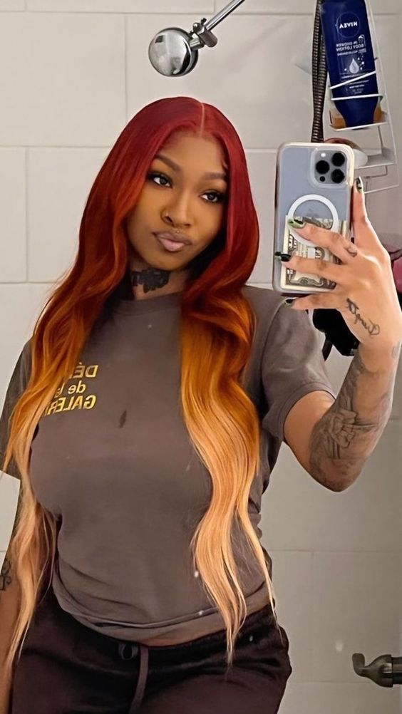 13x4 Lace Front Wig, Frontal Wig Hairstyles, Creative Hair Color, Frontal Hairstyles, Ombré Hair, Pretty Hair Color, Red Wigs, Dope Hairstyles, Hair Ponytail Styles