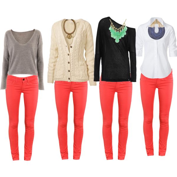 What to wear with coral pants. Thanks goodness, I need to go beyond a black shirt Outfits With Coral Pants, Coral Pants Outfit Work, Coral Pants Outfit, Coral Pants, Orange Pants, Quoi Porter, Nail Fashion, Red Pants, Nails Nail