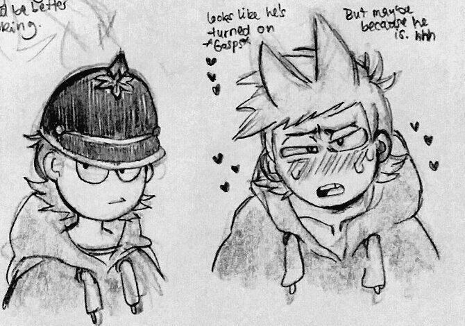 two sketches of the same character, one with a hat and another with an eye patch