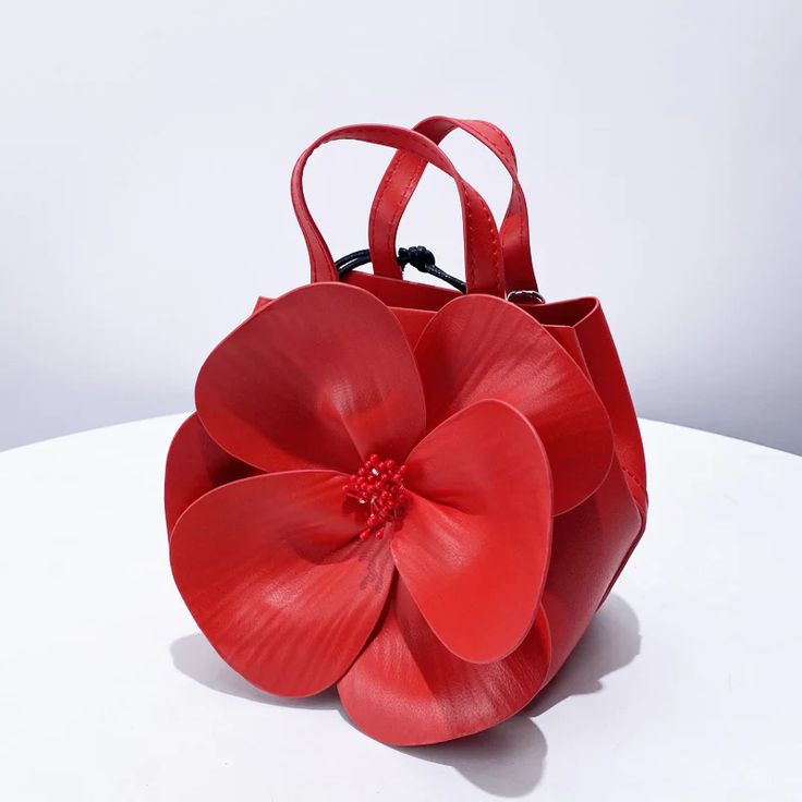 this is a beautiful faux leather bag with a stunning 3D flower front. She comes with satin inner bag and long shoulder chain. Petal Flower, Wedding Purse, Faux Leather Bag, Luxury Designer Handbags, Shoulder Chain, Designer Handbag, Pink Design, Green Rose, Shoes With Jeans