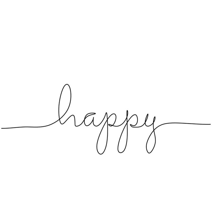 the word happy written in cursive handwriting