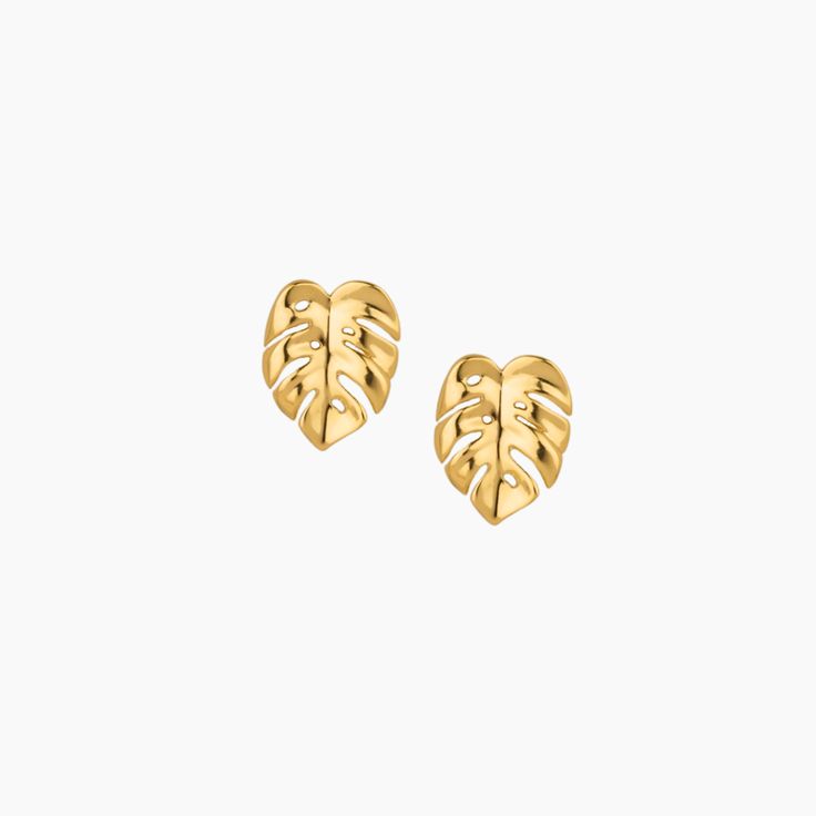 This listing is for one pair of Medium Monstera Studs Earring is 15mm tall 18kt Gold Plated over Sterling Silver Inspired by the tropical shape of Monstera Leaves Yellow Gold Leaf-shaped Earrings For Pierced Ears, Yellow Gold Leaf Earrings, Bridesmaid Bracelet Flower, Blue Wedding Band, Goddess Bracelet, Variegated Monstera, Chocolate Pearls, Keshi Pearl Necklace, Flower Girl Jewelry