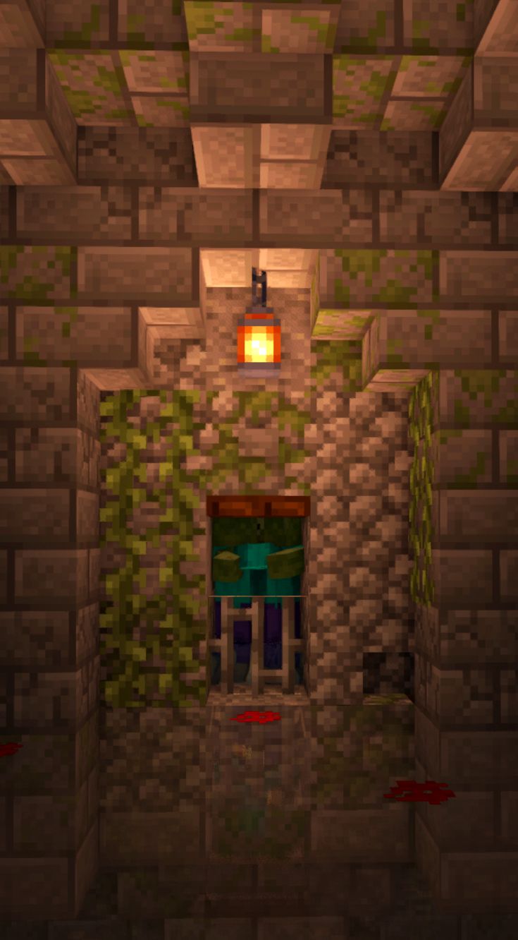 the entrance to a room in a minecraft house with green walls and red floors