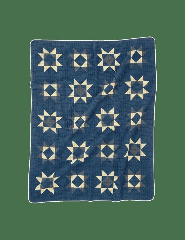 a blue blanket with white stars on it