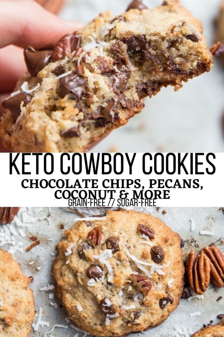 chocolate chip cookies with pecans and coconut flakes are the perfect treat for any occasion