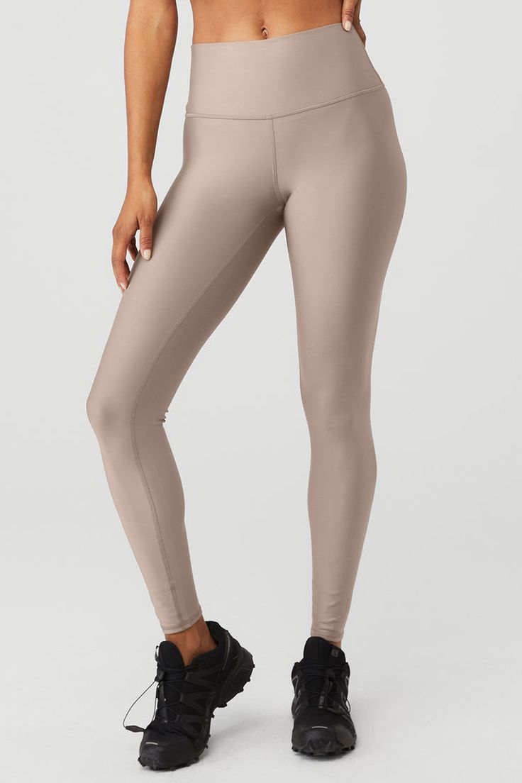 High-Waist Airlift Legging - Mars Clay | Alo Yoga Compressive Solid Activewear For Training, Solid Compressive Activewear For Training, Compressive Go-dry Tights For Gym, Compressive Solid Tights For Sports, Compressive Tights For Sports, Alo Yoga High Stretch Sporty Yoga Pants, Sweat-resistant Micro-elastic Leggings, Solid Go-dry Leggings For Training, Compressive Versatile Sports Tights