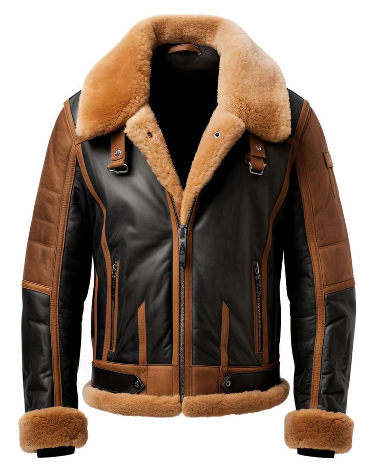 Men’s Black & Brown Genuine Sheepskin Flight Sherpa Shearling Fur B3 Bomber Leather Jacket Taylor Kinney Chicago Fire, Varsity Letterman Jackets, Painted Jacket, Aviator Jackets, Letterman Jacket, Satin Jackets, Tracksuit Women, Boys Top, The Men