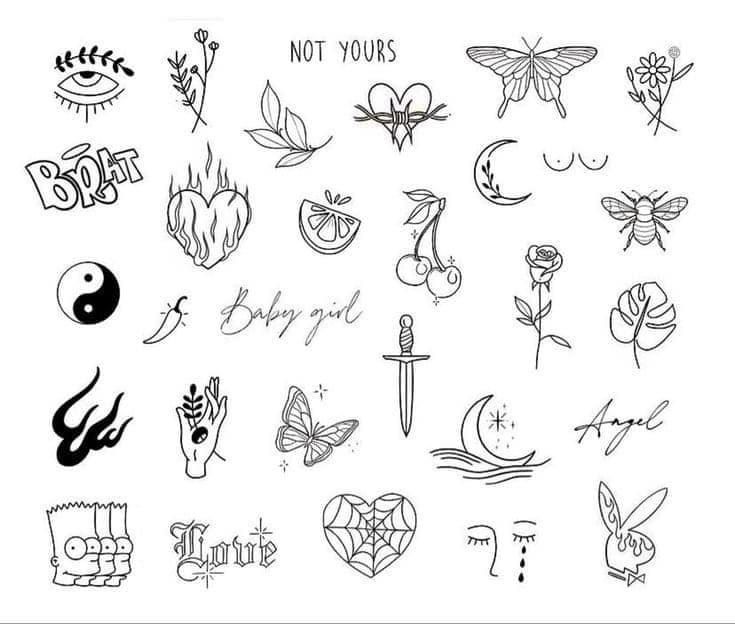 an assortment of tattoos on a white background