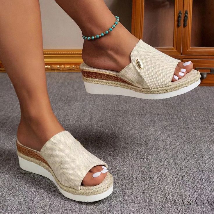 Lasaky - Elevated Platform Fish Mouth Sandals with Thick Soles for Casual Beach Wear Summer Sandals Wedge, Casual Beach Wear, Casual Wedges, Open Toe Slippers, Summer Wedges, High Heel Slippers, Wedges Sandals, Sandal Platform, Heel Slippers