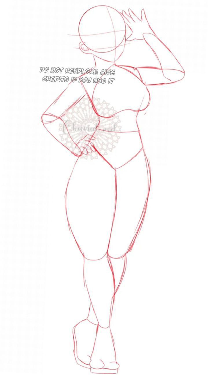 a drawing of a woman's body with her hands on her hips