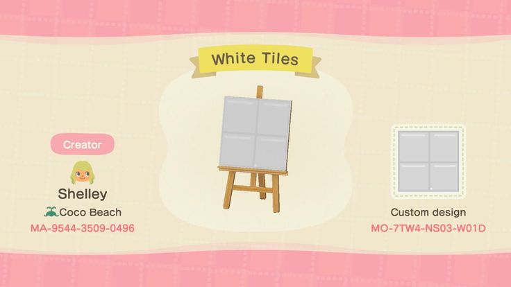 an animal crossing game screen showing the white tiles and other items for each character's creation