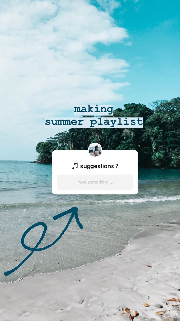 an image of a beach with the words making summer playlist on it