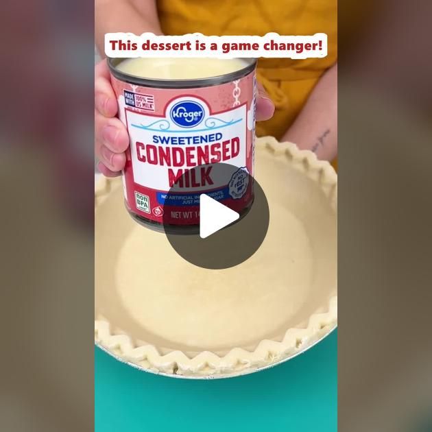 a person holding a bowl of food with the words sweetened condensed milk on it