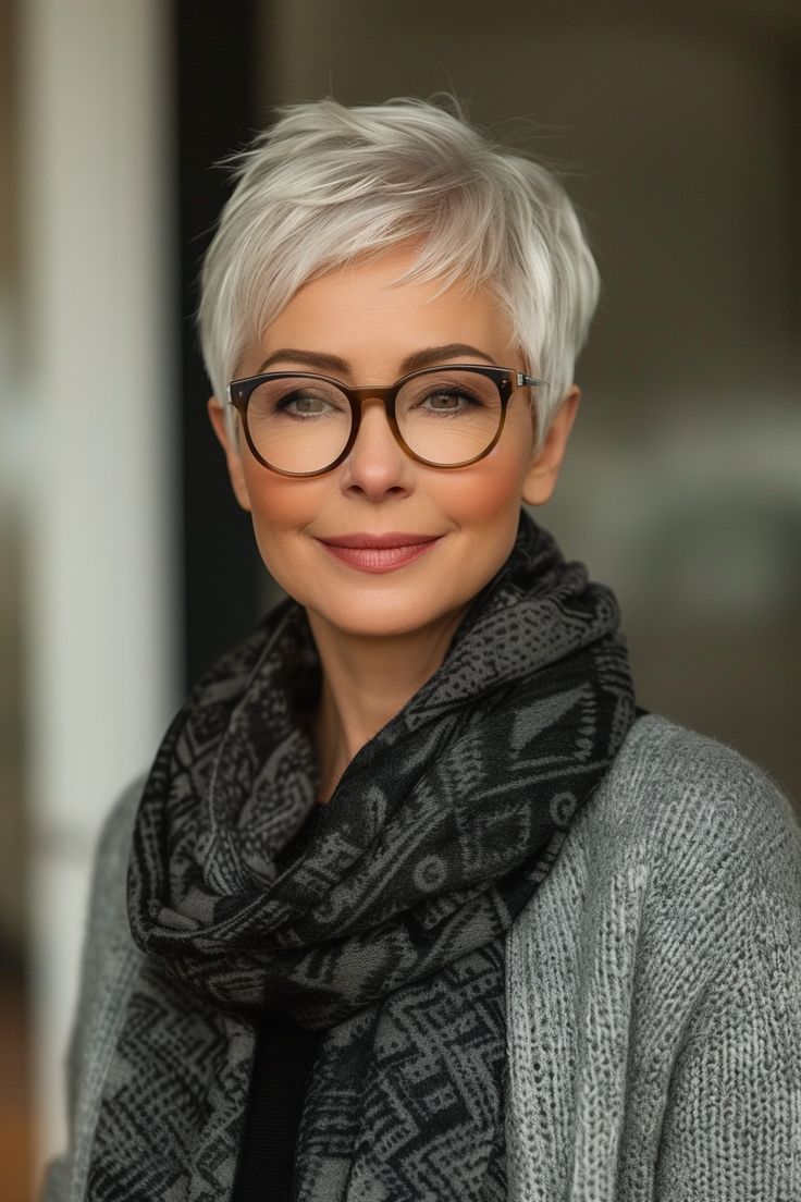 1. Classic Pixie Cut - Short Hairstyles For Women Over 50 With Glasses Hairstyles Glasses, Burst Fade, Hair Layered, Hairstyles With Glasses, Short Hair Pixie Cuts, Short Grey Hair, Edgy Short Hair, Women's Hairstyles, Very Short Hair