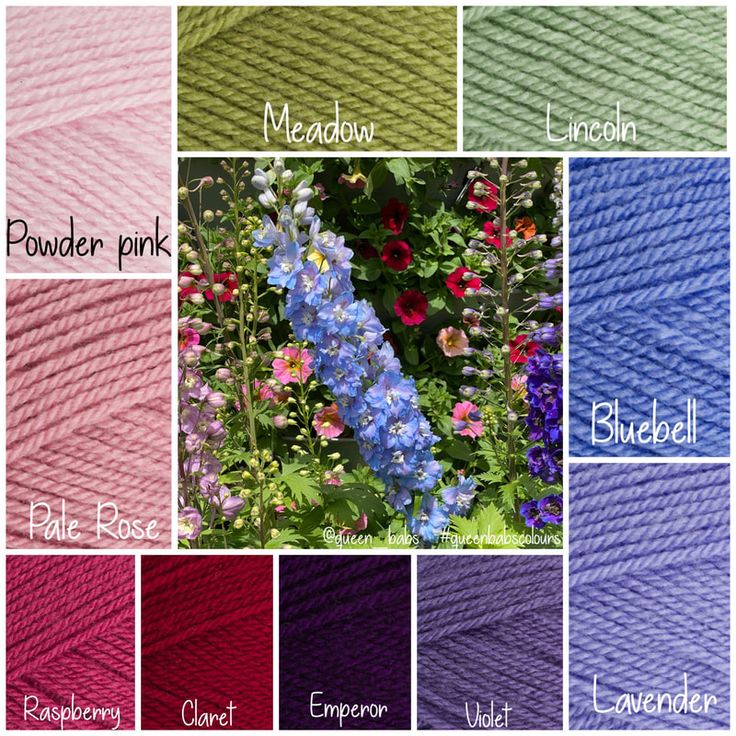 different colors of yarn for knitting and crochet, including pink, purple, green, blue, red