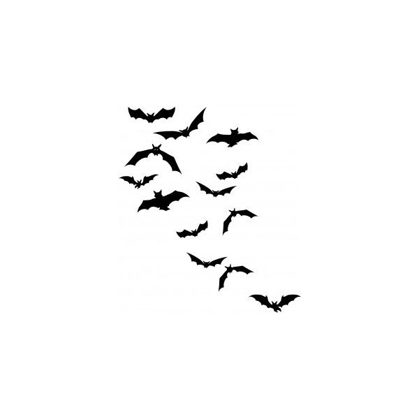 a flock of bats flying in the sky