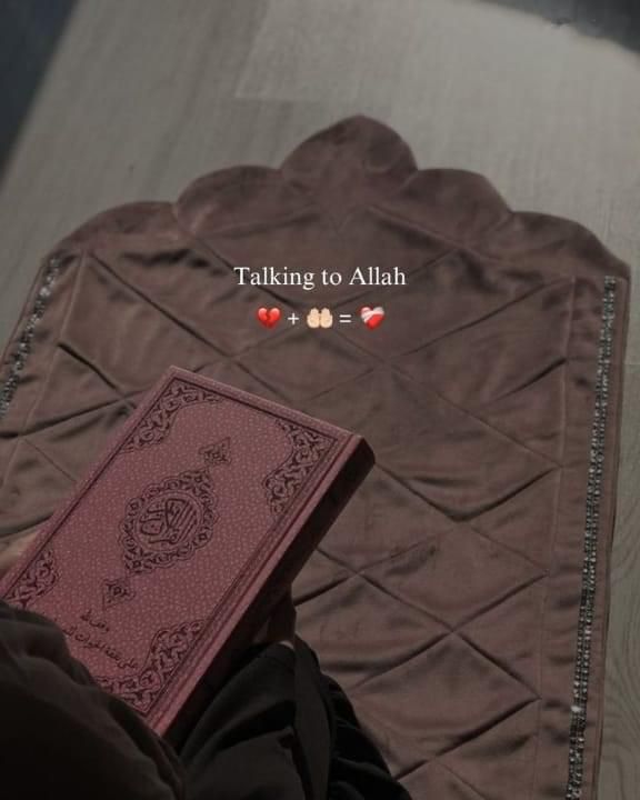 a person holding a book in their hand with the words talking to allah on it