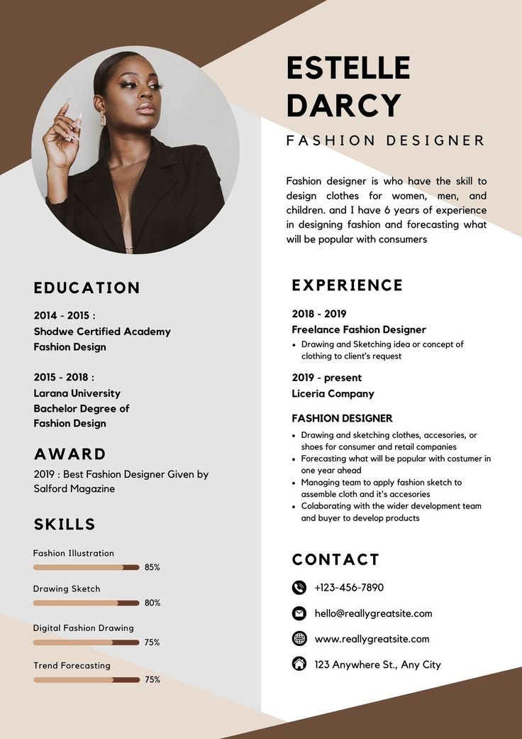 a professional resume for fashion designer