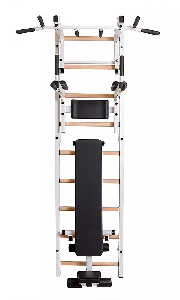 a gym equipment set up against a white background