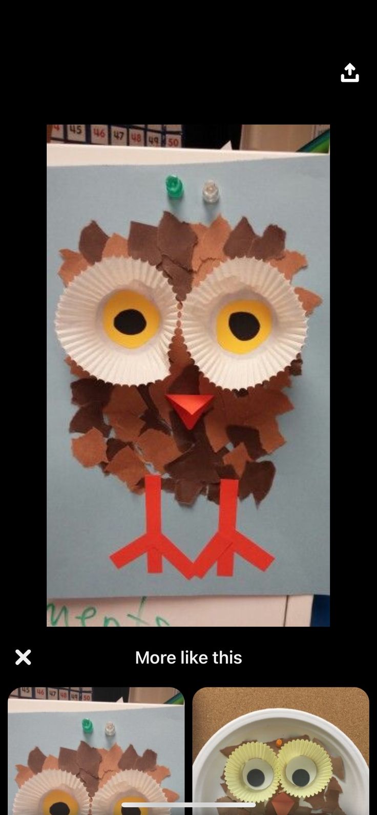 an owl made out of paper plates with googly eyes