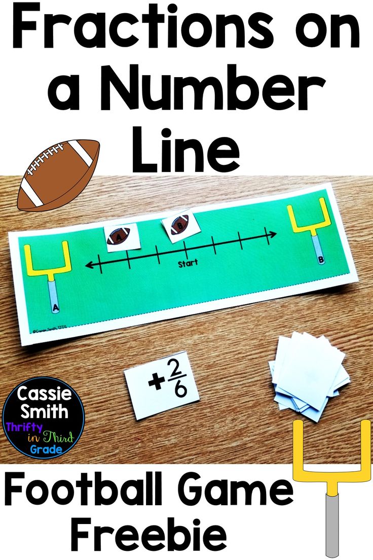 a football game is shown with the words fractions on a number line