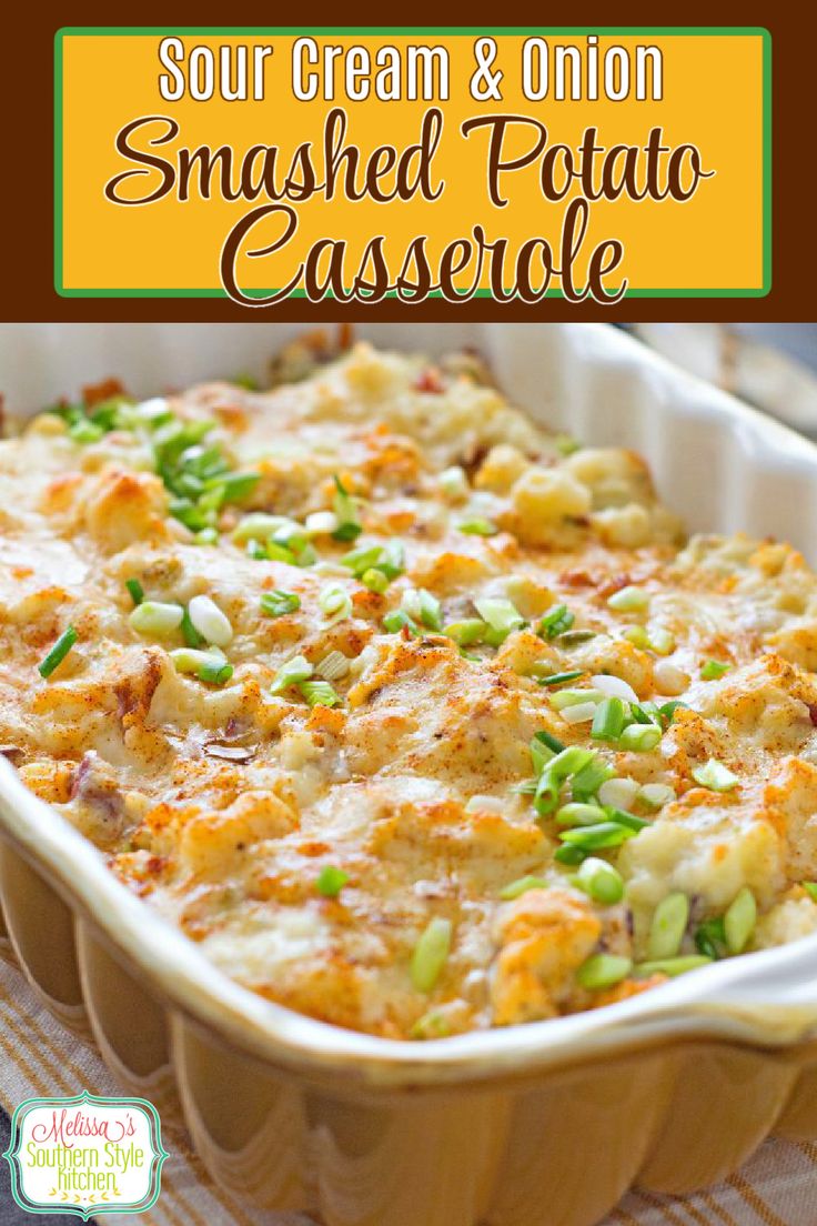 a casserole dish with peas and cheese in it