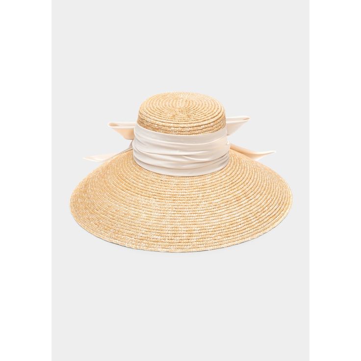 Eugenia Kim "Mirabel" sun hat with satin bow Approx. 6.3"L x 4"H Flat crown Large, floppy brim  Natural straw/satin Spot clean Imported Elegant Spring Panama Hat With Upf 50+, Elegant Sun Hat With Upf 50+ For Kentucky Derby, Elegant Boater Hat With Upf 50+ And Flat Brim, Elegant Straw Boater Hat With Upf 50+, Chic Cloche Sun Hat For Vacation, Elegant Sun Hat With Upf 50+ And Curved Brim, Chic Cloche Sun Hat For Summer, Chic Summer Cloche Sun Hat, Elegant Boater Hat With Upf 50+ For Spring