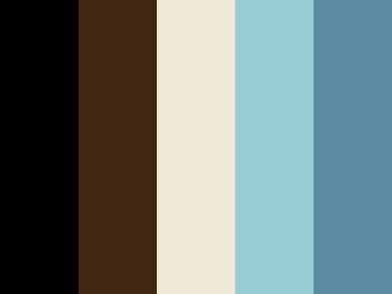 the color palette is brown, blue, and white with an assortment of different shades