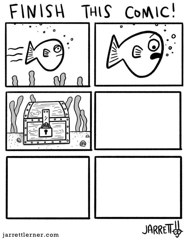 the comic strip shows how to draw fish and other things that are in this scene