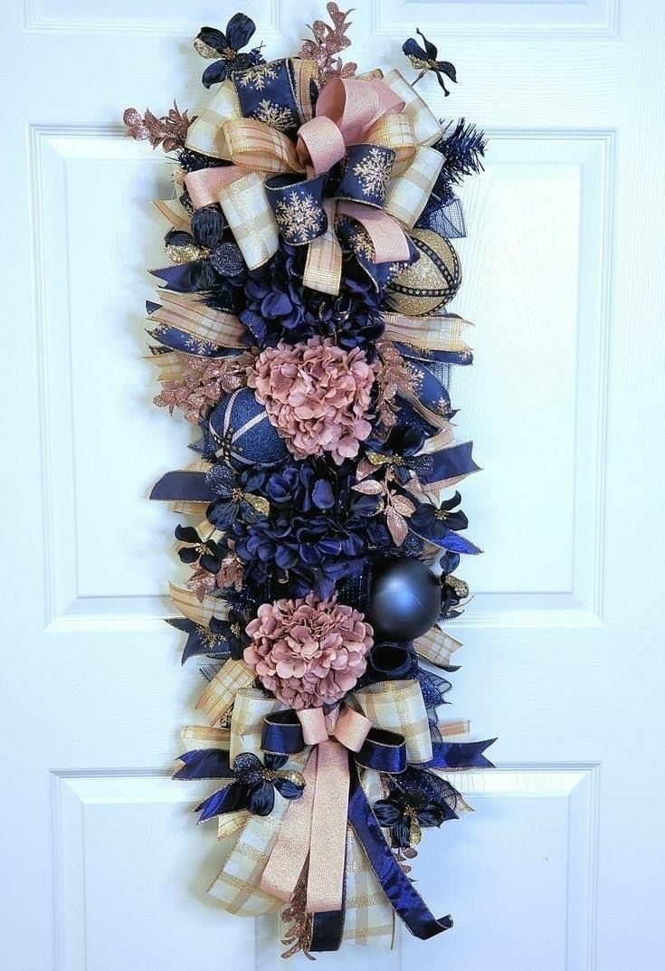 a door decorated with ribbons and flowers