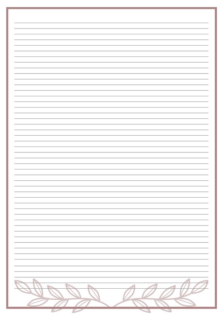 a blank lined paper with leaves on the edges and a red border in the middle